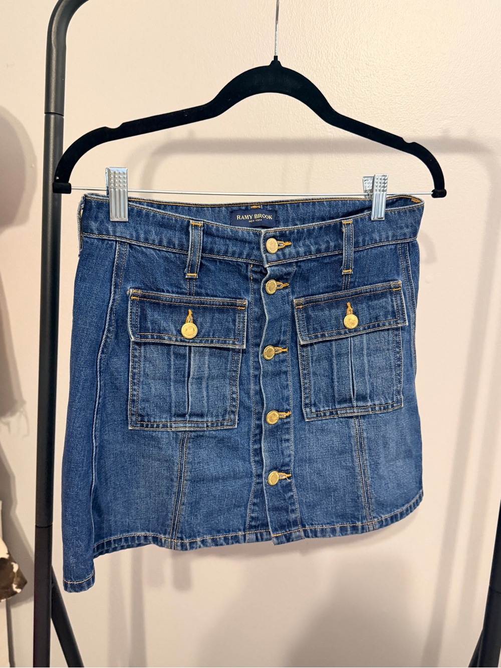 Ramy Brook Dark Blue Denim Button-Front Mini Skirt 26